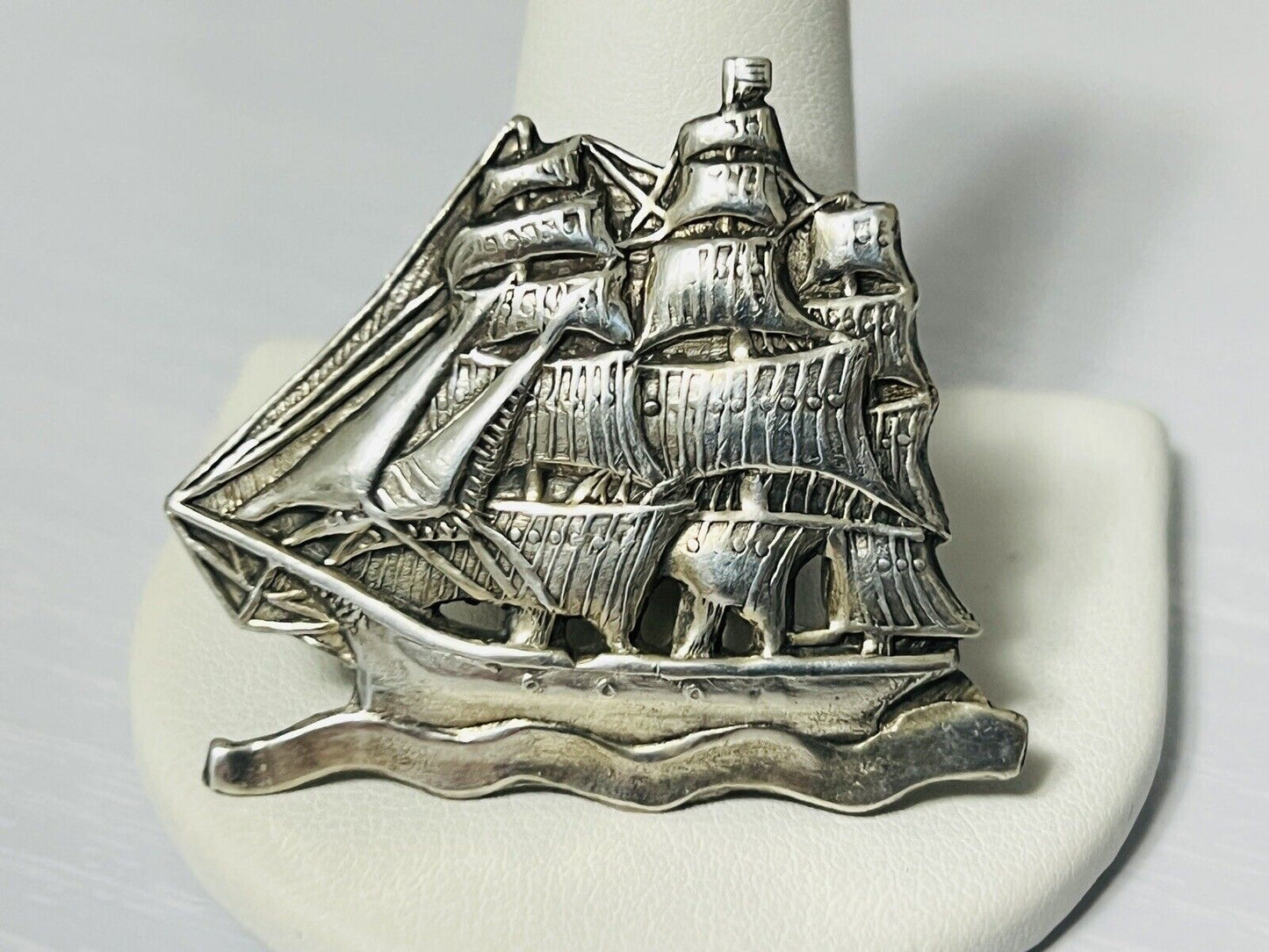 Vintage Sterling Silver Sailboat Brooch