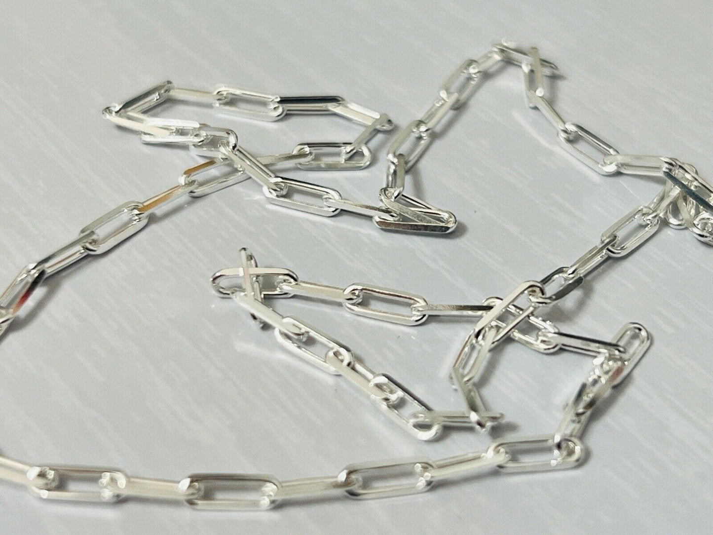 Sterling Silver 2.5mm Paperclip Link Chain Necklace 18 Inches