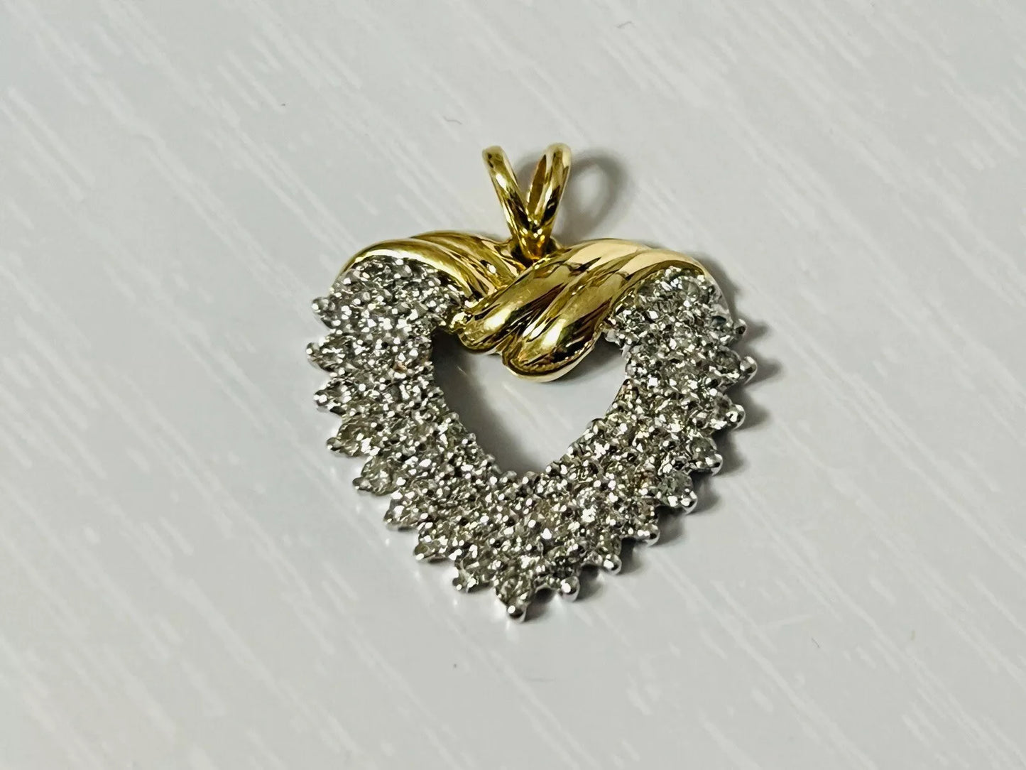 10k Yellow Gold .75 CTW Diamond Heart Pendant