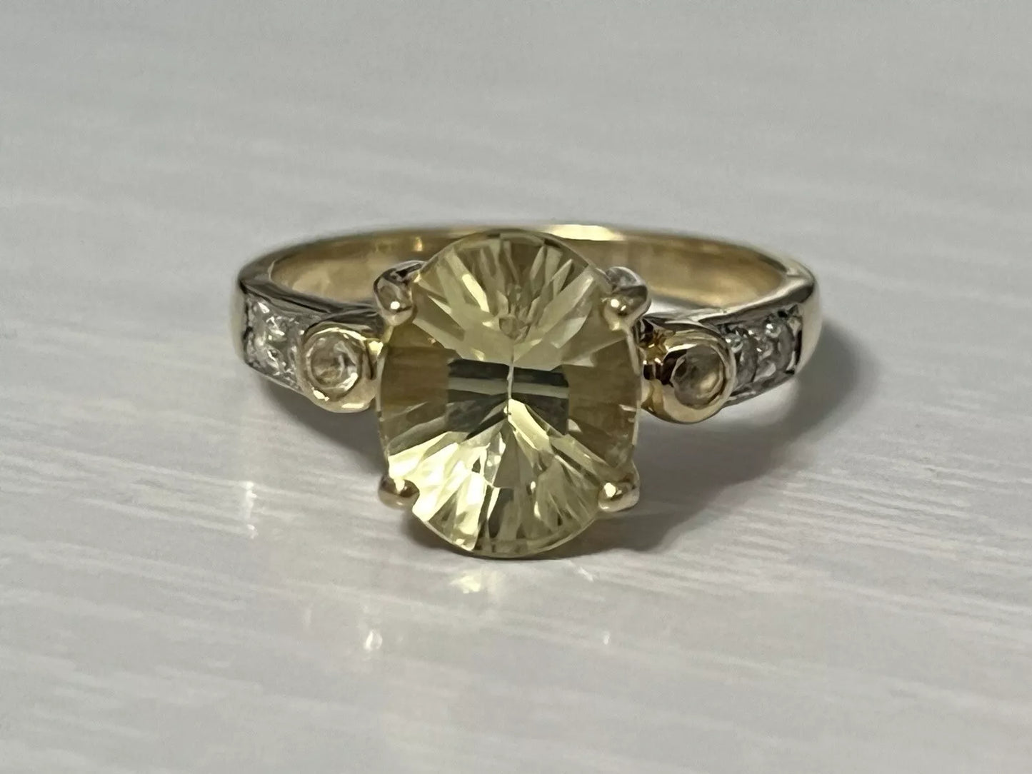 14k Yellow Gold 2.66 CTTW Lemon Quartz & White Topaz Ring