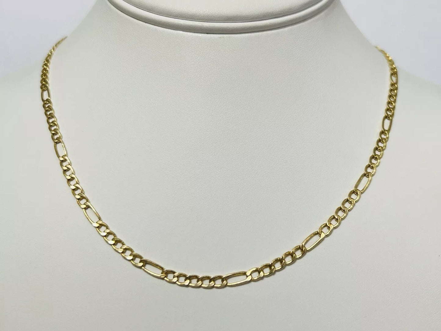 14k Yellow Gold 3.3mm Figaro Link Chain Necklace 18 Inches