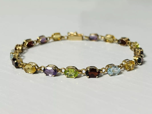 10k Yellow Gold 8 CTW Rainbow Gemstone Tennis Bracelet