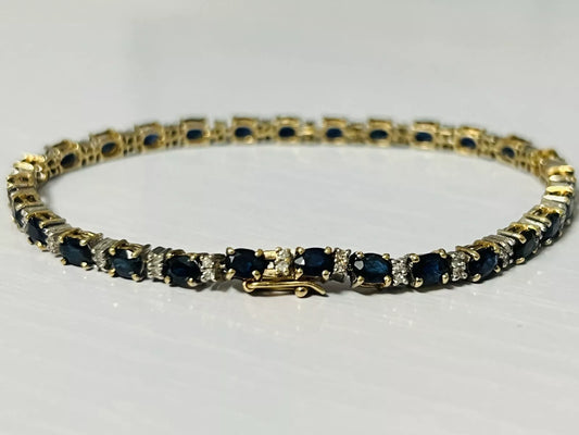 14k Yellow Gold 5 CTW Sapphire & Diamond Tennis Bracelet