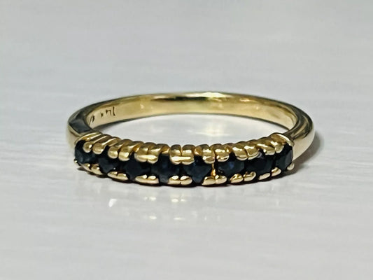 14k Yellow Gold .32 CTW Sapphire Band Ring