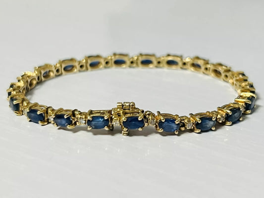 14k Yellow Gold 5.50 CTW Sapphire & Diamond Tennis Bracelet