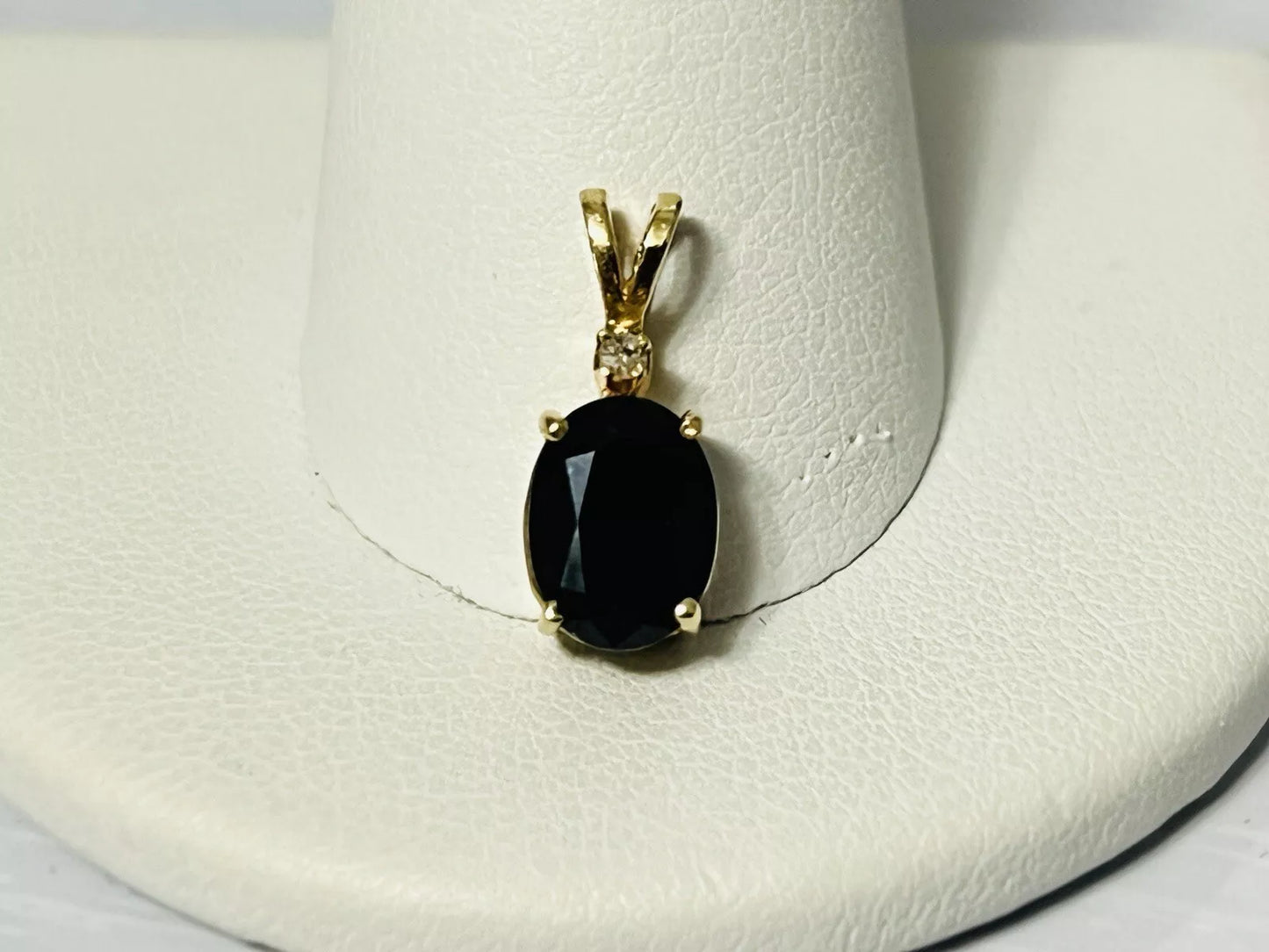 14k Yellow Gold 1.11 CTW Midnight Sapphire Necklace Pendant