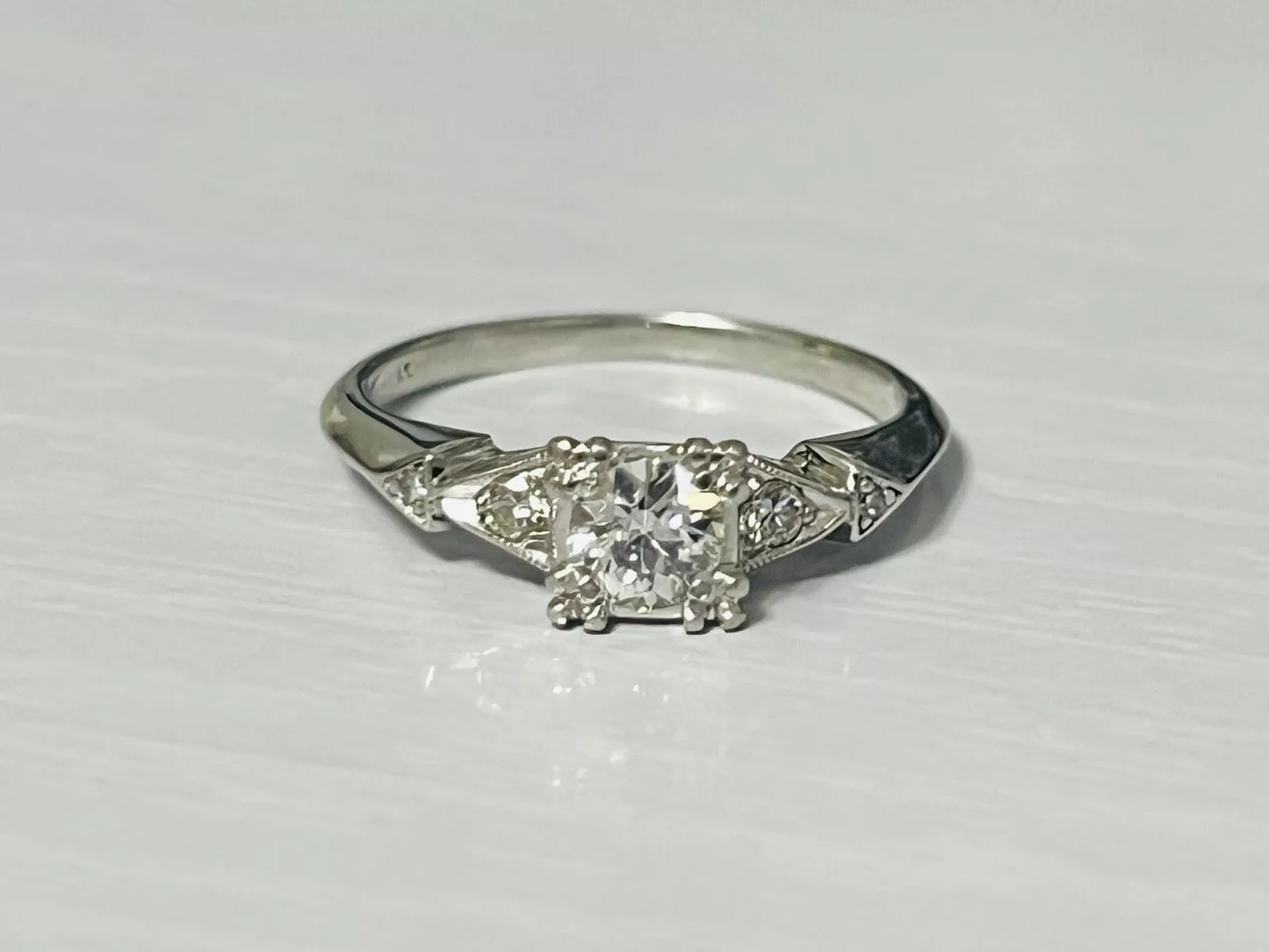 Vintage Platinum Old European Cut Diamond Engagement Ring