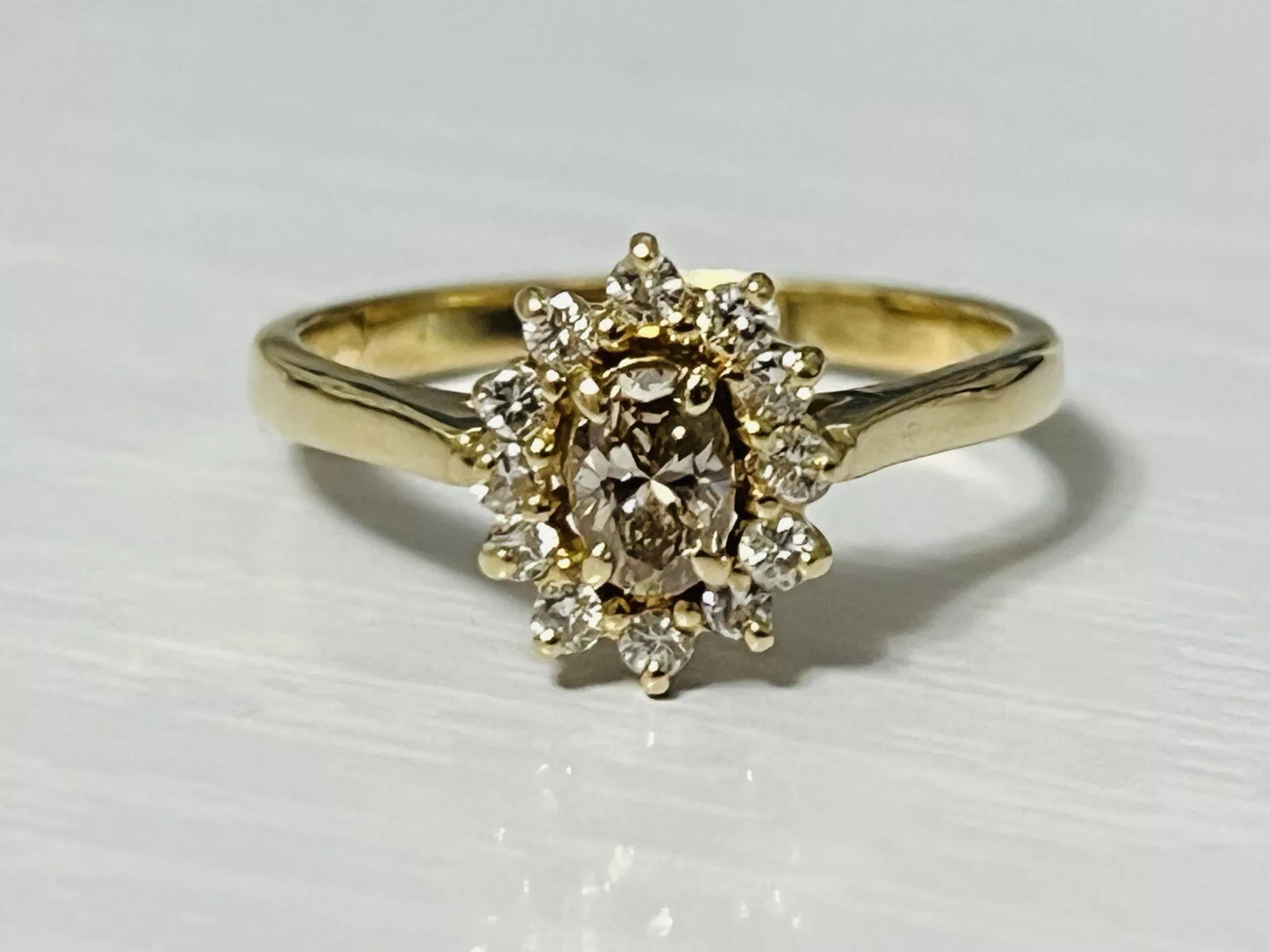 14k Yellow Gold Chocolate Diamond Halo Engagement Ring