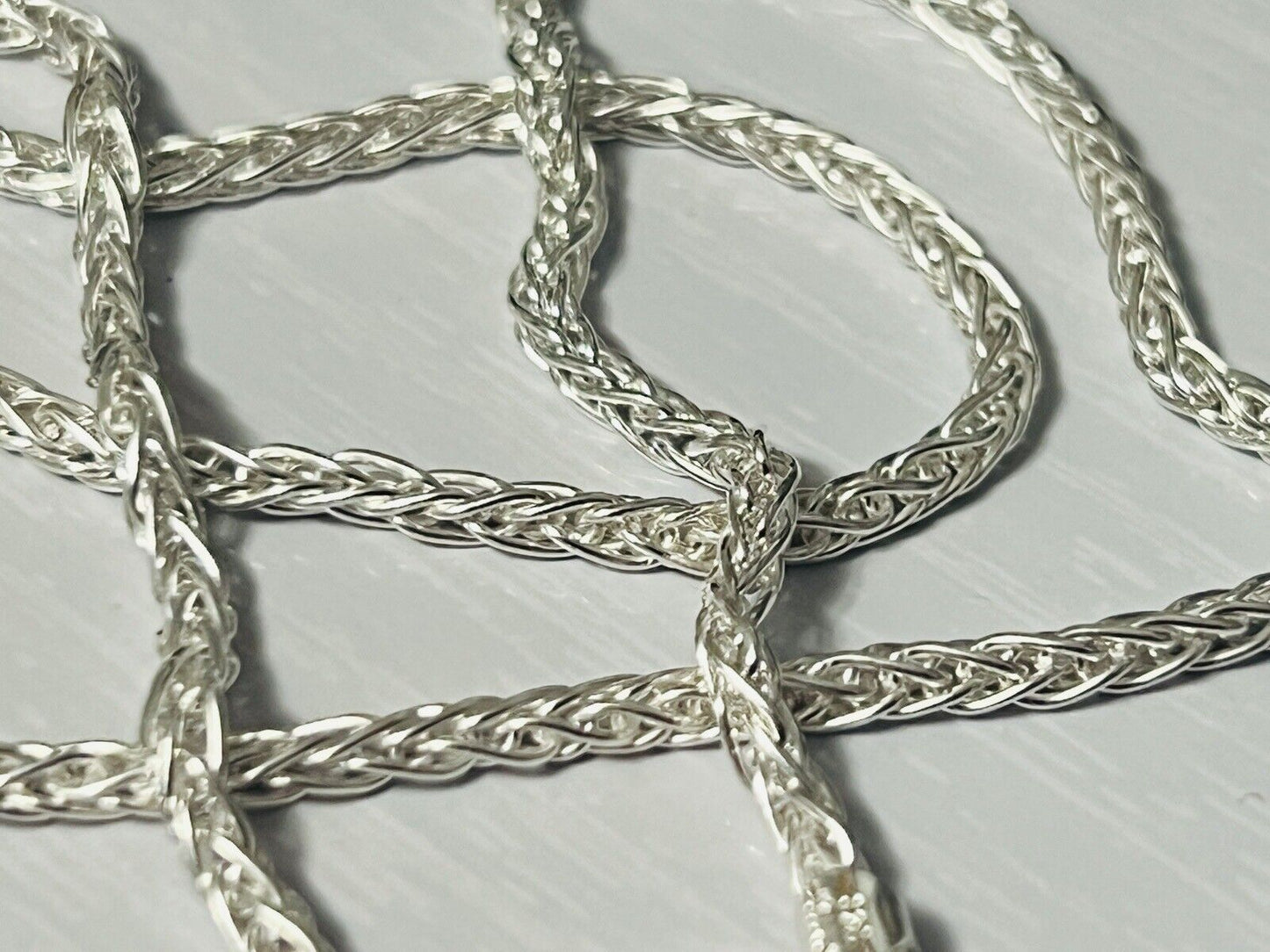 Sterling Silver 2.5mm Wheat Spiga Chain Necklace