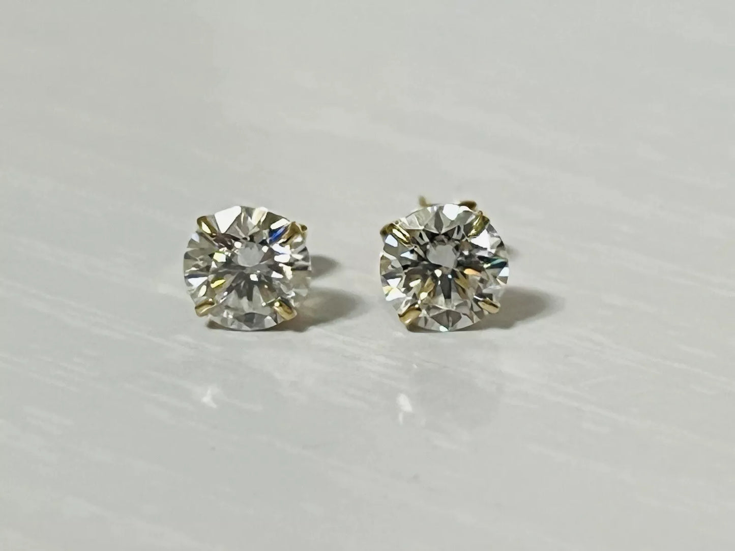 14k Yellow Gold 1 CTW Moissanite Stud Earrings