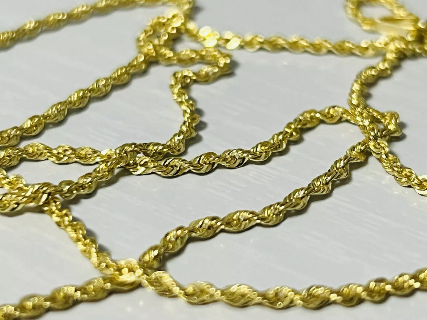 14k Yellow Gold 1.9mm Rope Chain Necklace 22 Inches