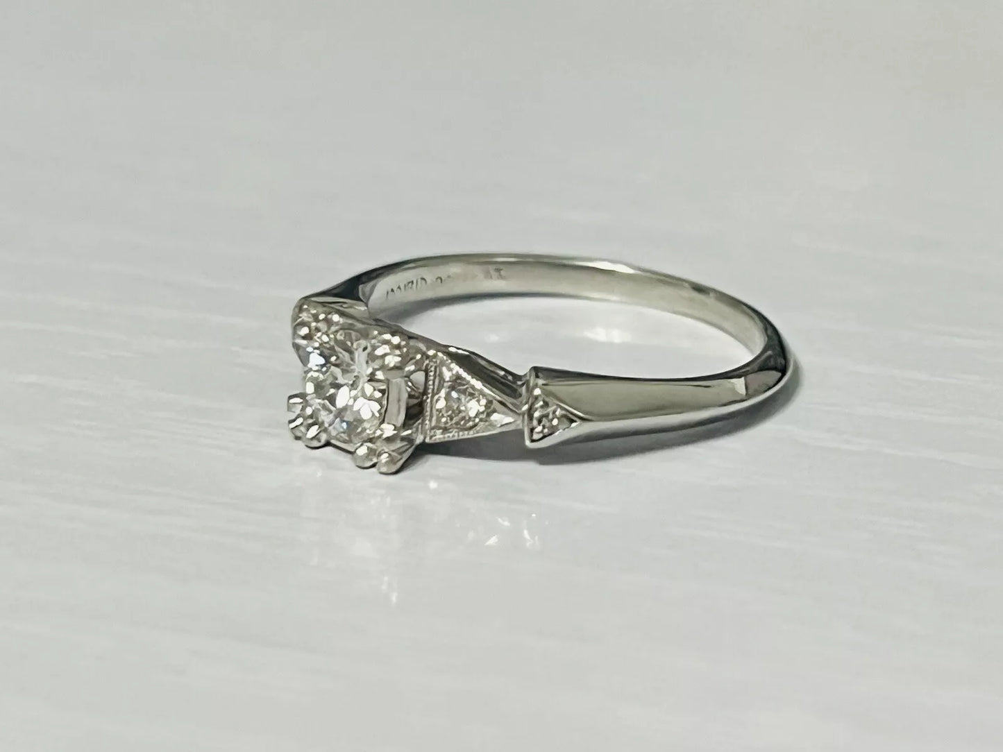 Vintage Platinum Old European Cut Diamond Engagement Ring