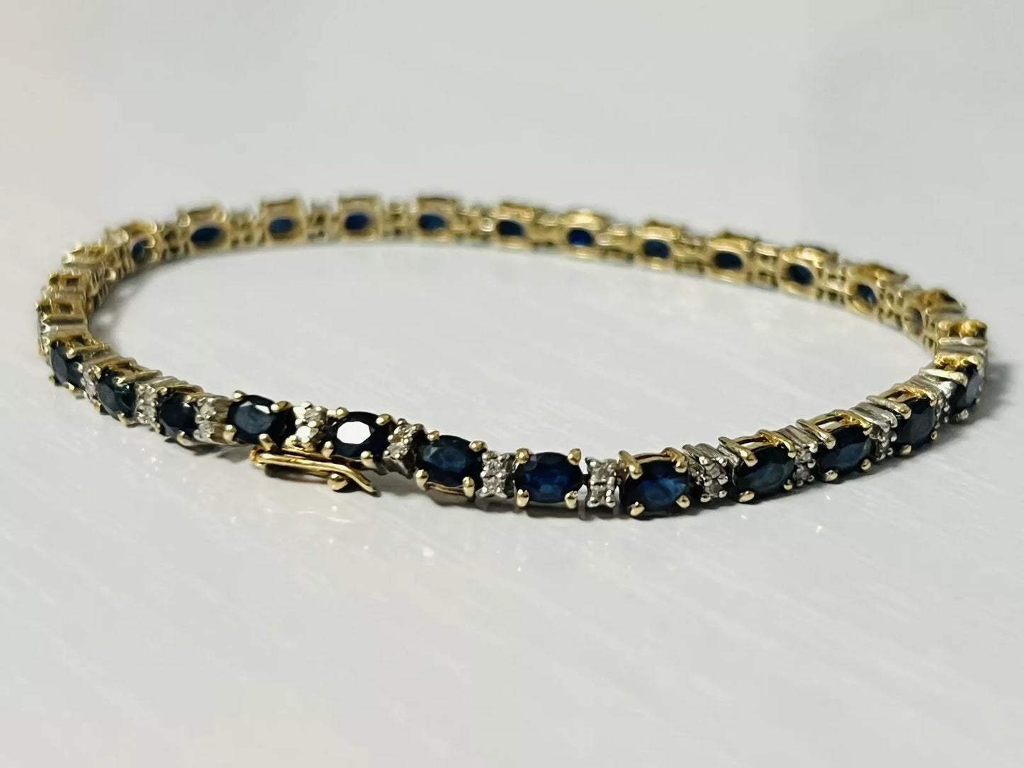 14k Yellow Gold 5 CTW Sapphire & Diamond Tennis Bracelet