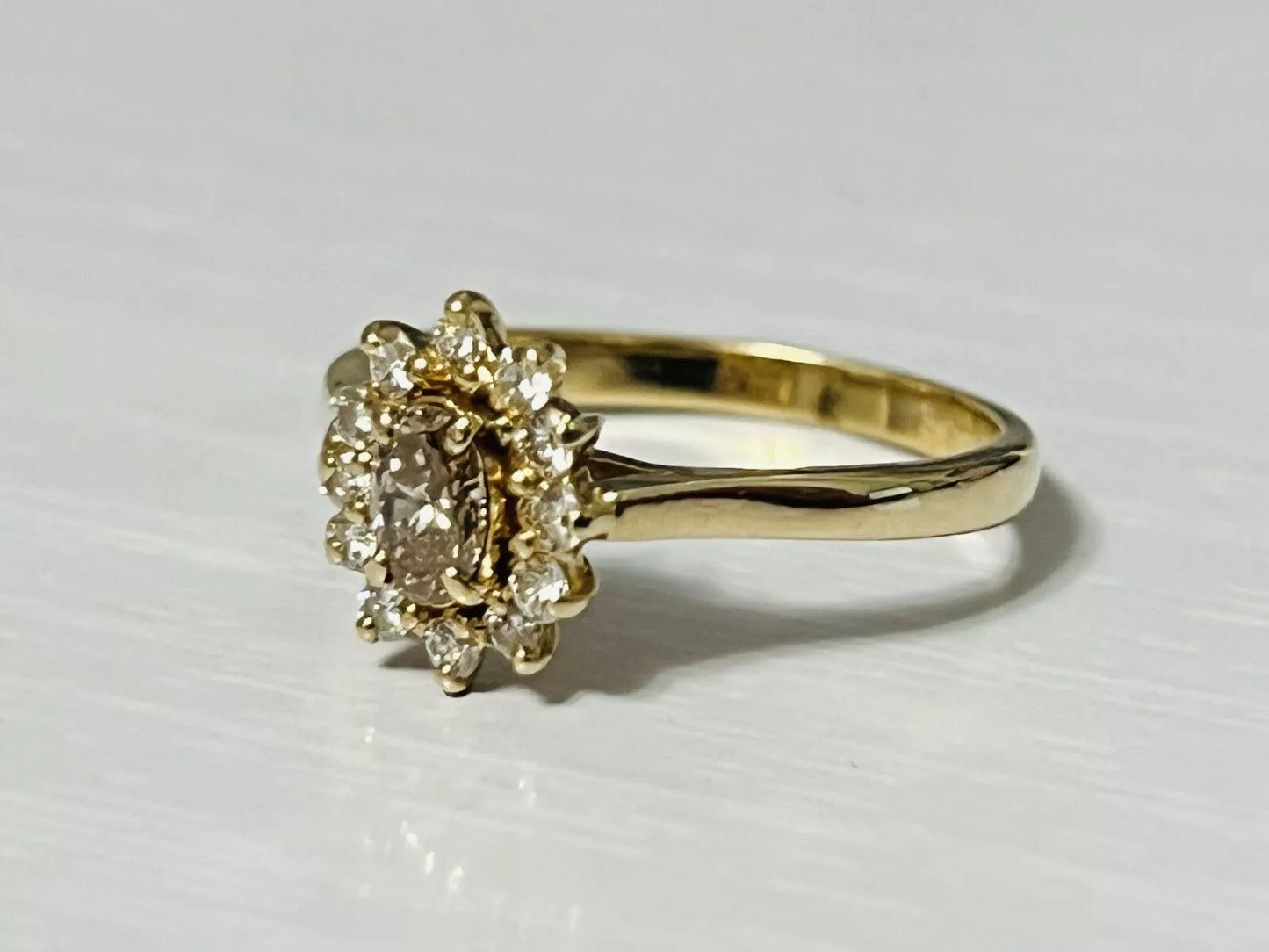 14k Yellow Gold Chocolate Diamond Halo Engagement Ring