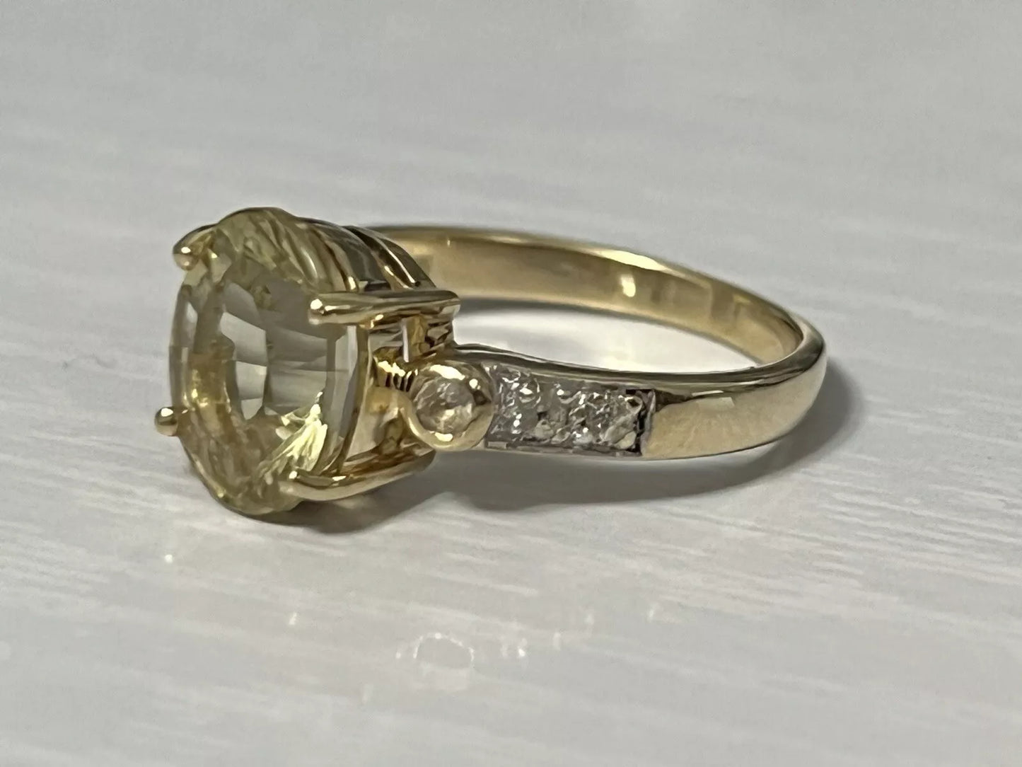 14k Yellow Gold 2.66 CTTW Lemon Quartz & White Topaz Ring