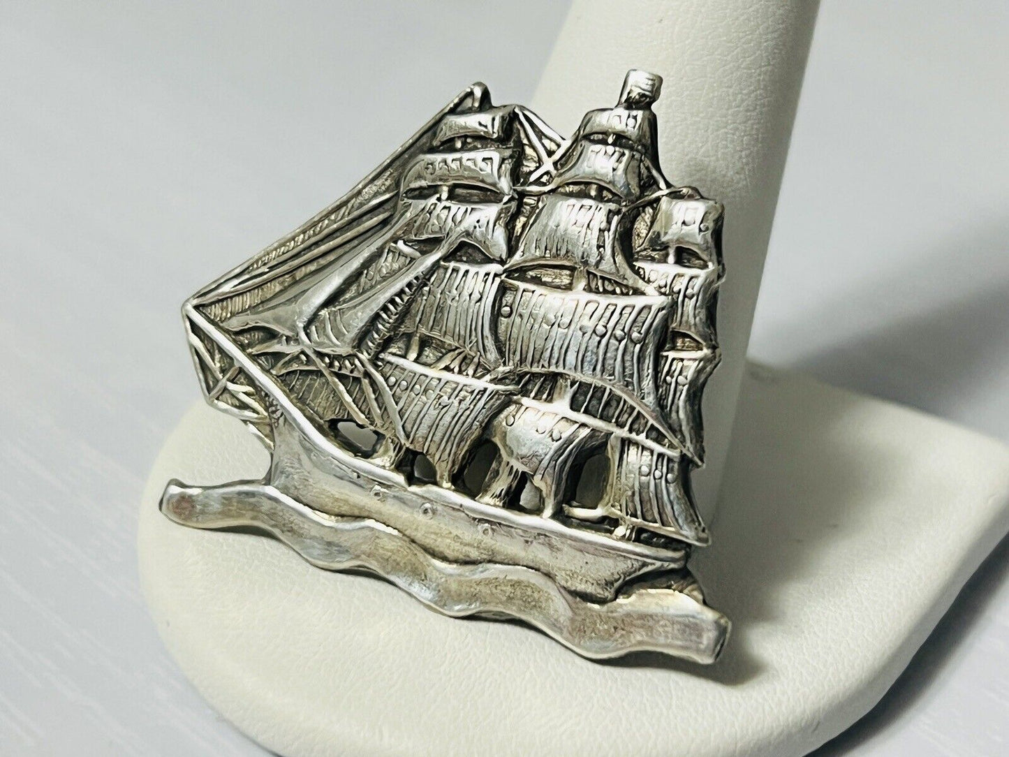 Vintage Sterling Silver Sailboat Brooch