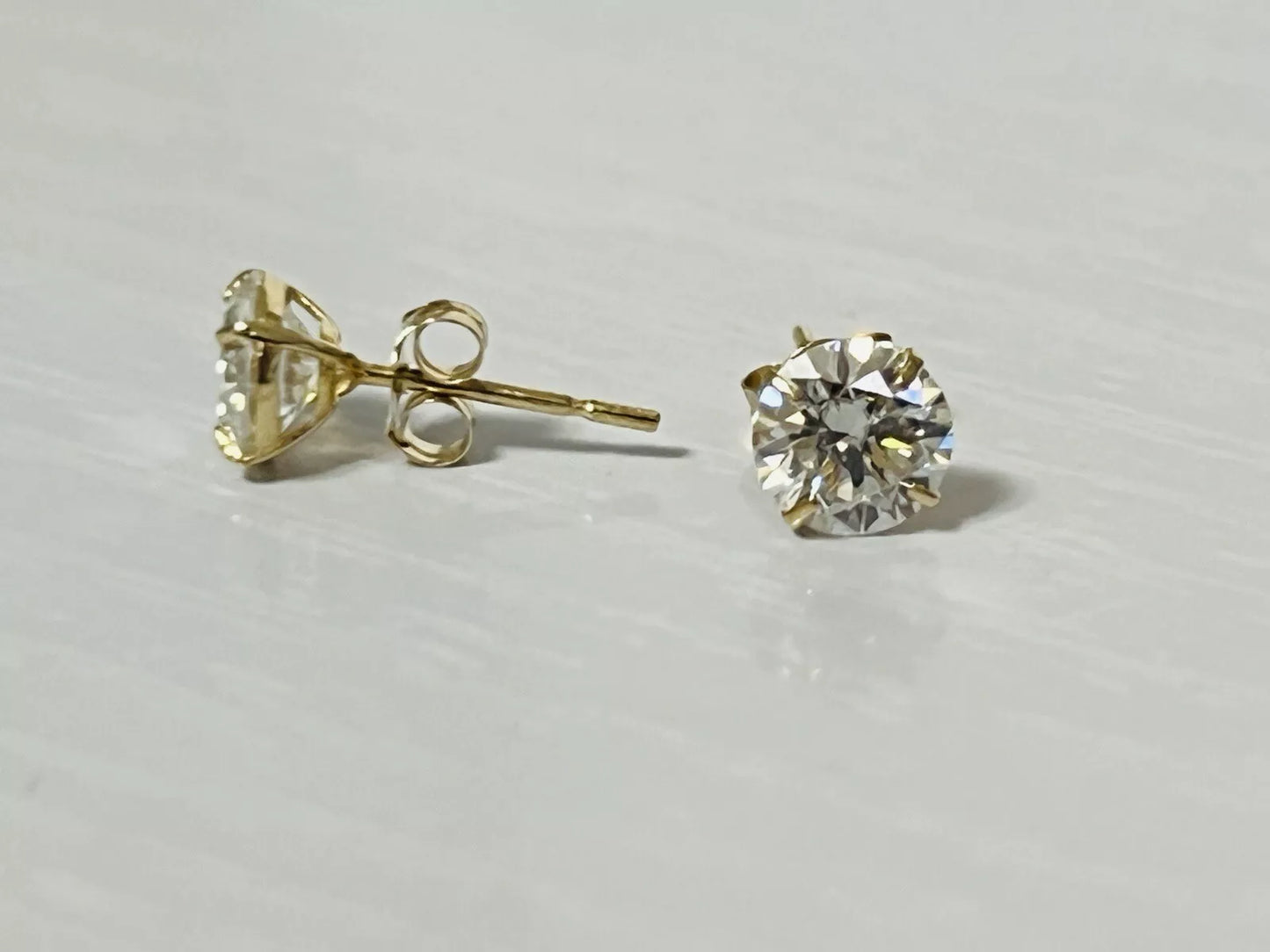 14k Yellow Gold 1 CTW Moissanite Stud Earrings