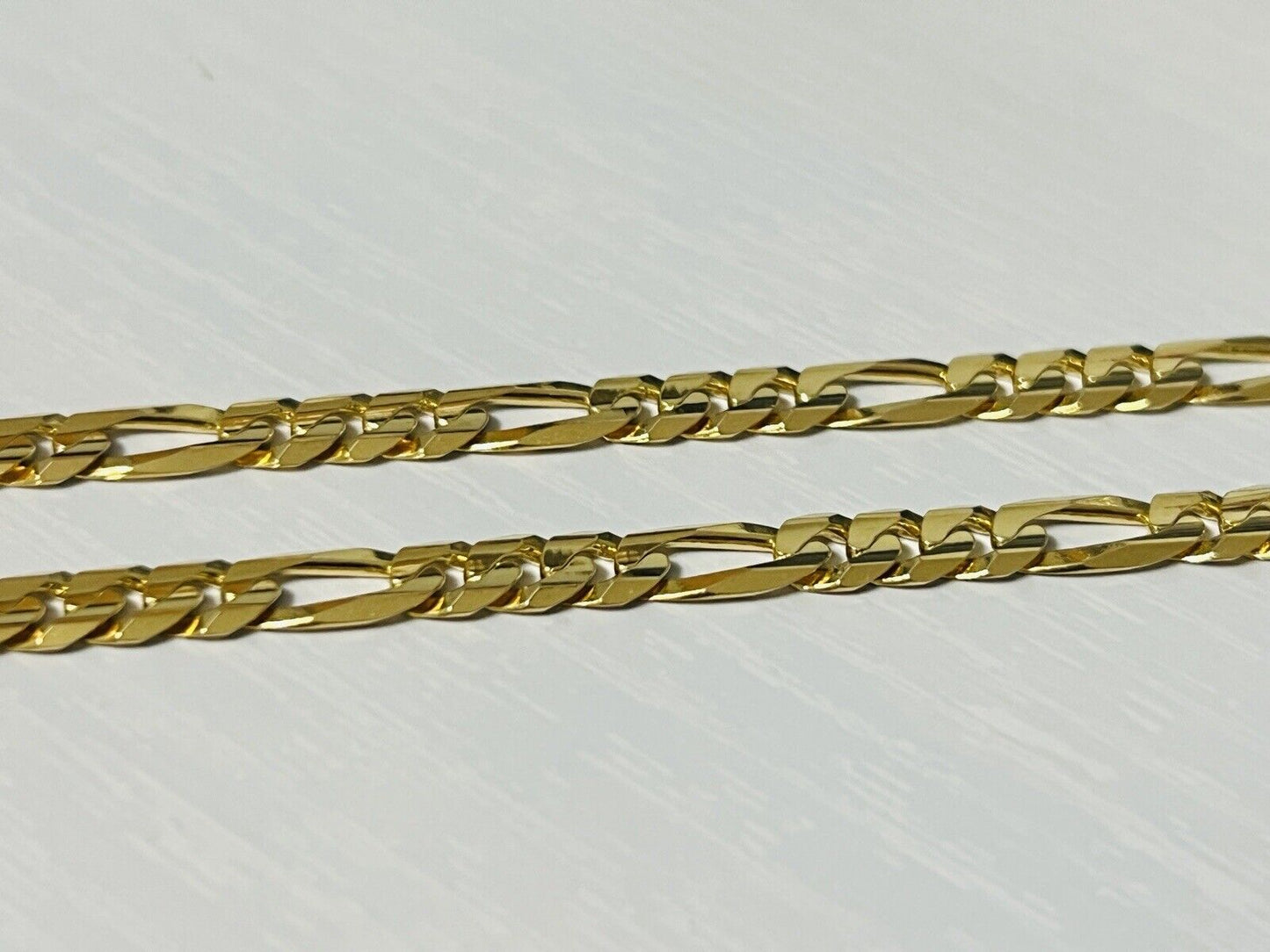 10K Yellow Gold Heavy 5.5mm Figaro Link Chain Necklace 22 Inches