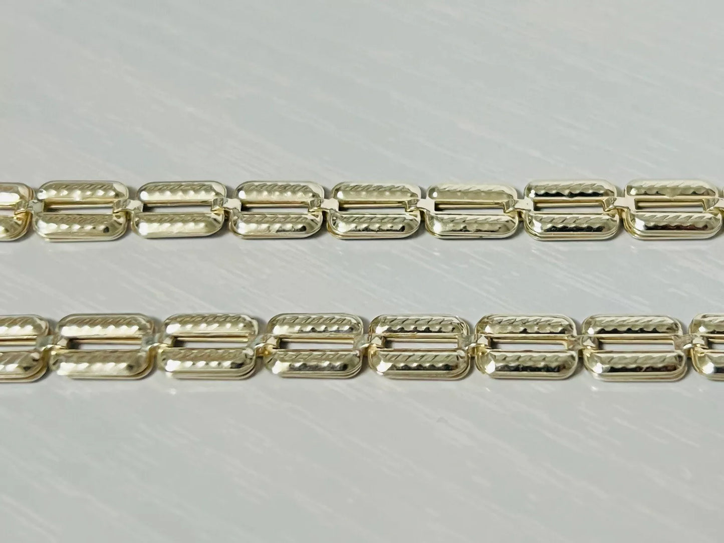 Sterling Silver 7mm Fancy Rectangle Link Chain Necklace 22 Inches