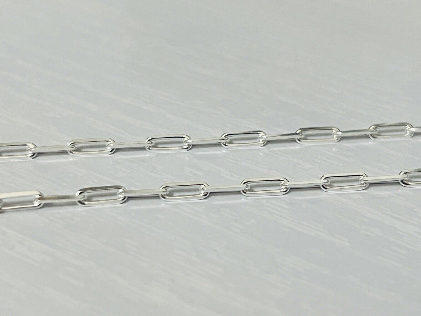 Sterling Silver 2.5mm Paperclip Link Chain Necklace 18 Inches