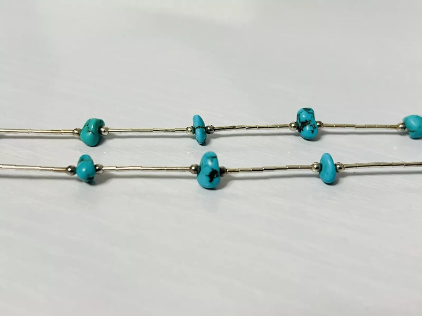 Sterling Silver Turquoise Station Necklace 18 Inches