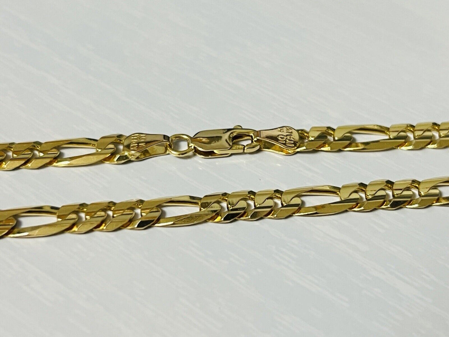 10K Yellow Gold Heavy 5.5mm Figaro Link Chain Necklace 22 Inches