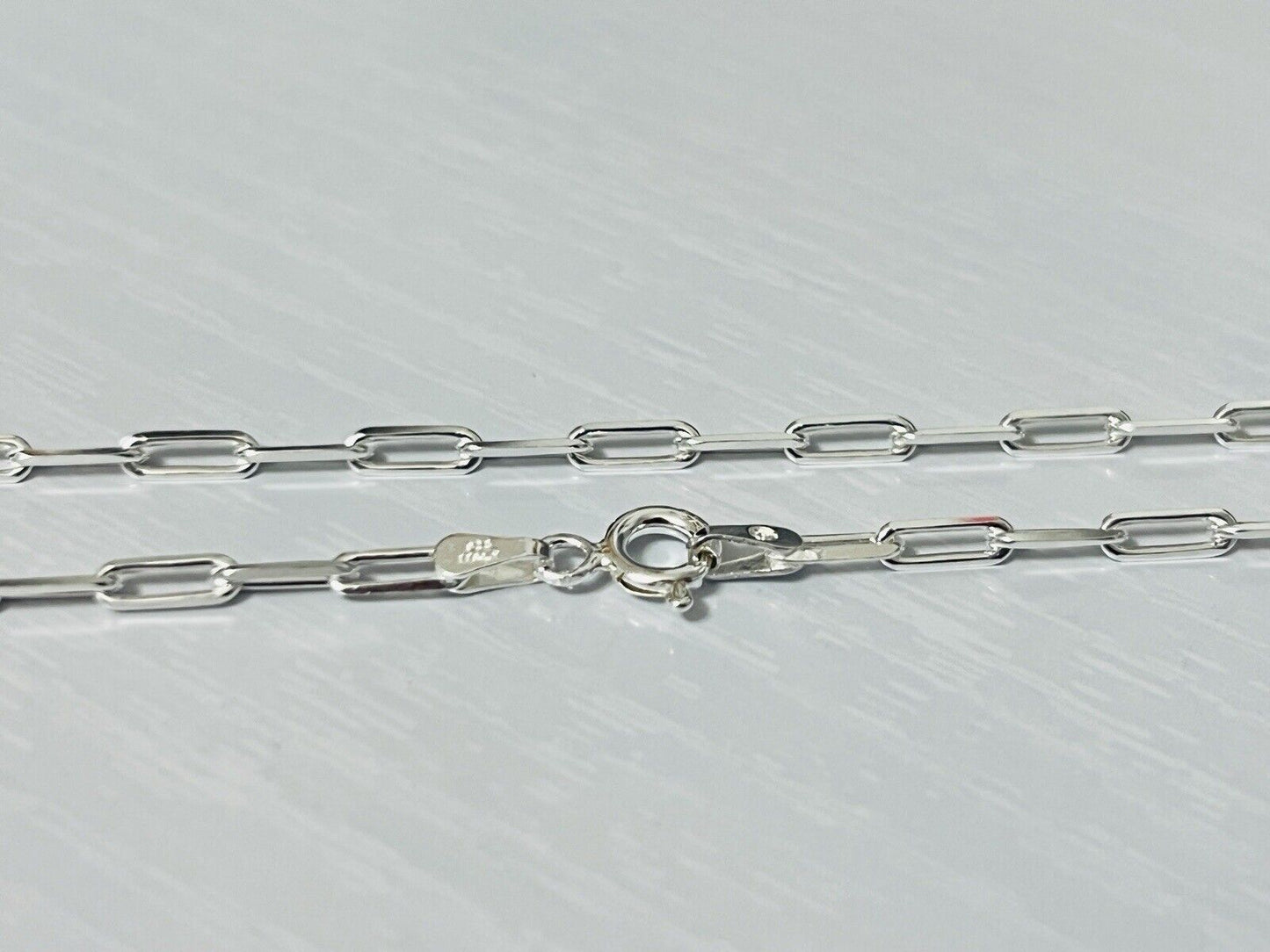 Sterling Silver 2.5mm Paperclip Link Chain Necklace 18 Inches