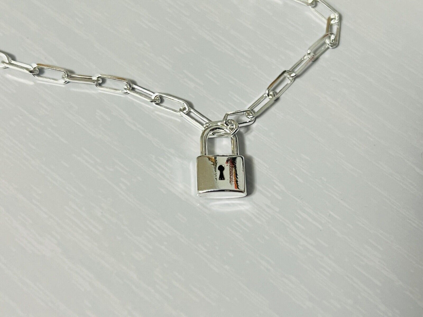 Sterling Silver Padlock Charm Bracelet