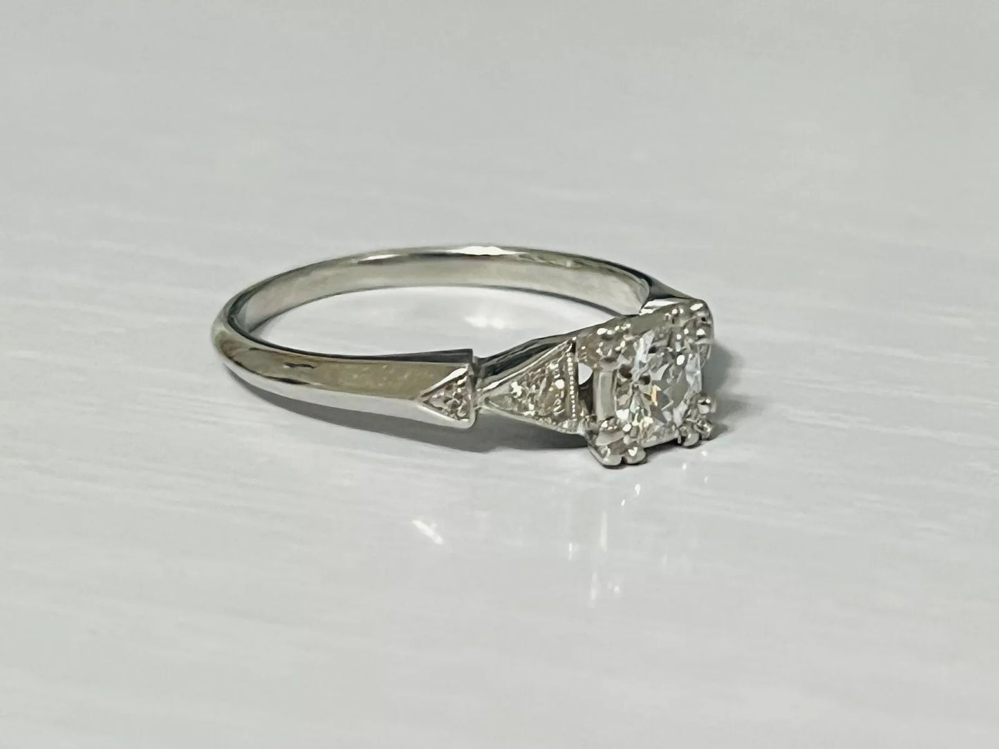 Vintage Platinum Old European Cut Diamond Engagement Ring