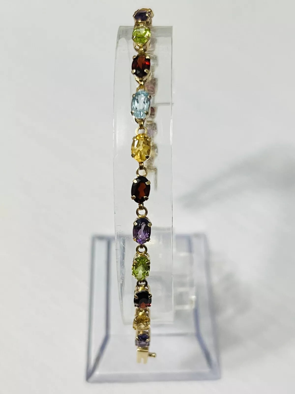 10k Yellow Gold 8 CTW Rainbow Gemstone Tennis Bracelet