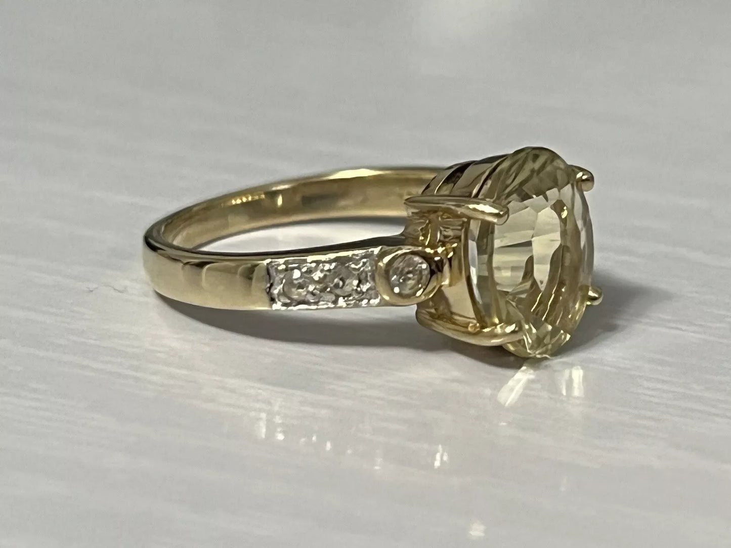 14k Yellow Gold 2.66 CTTW Lemon Quartz & White Topaz Ring