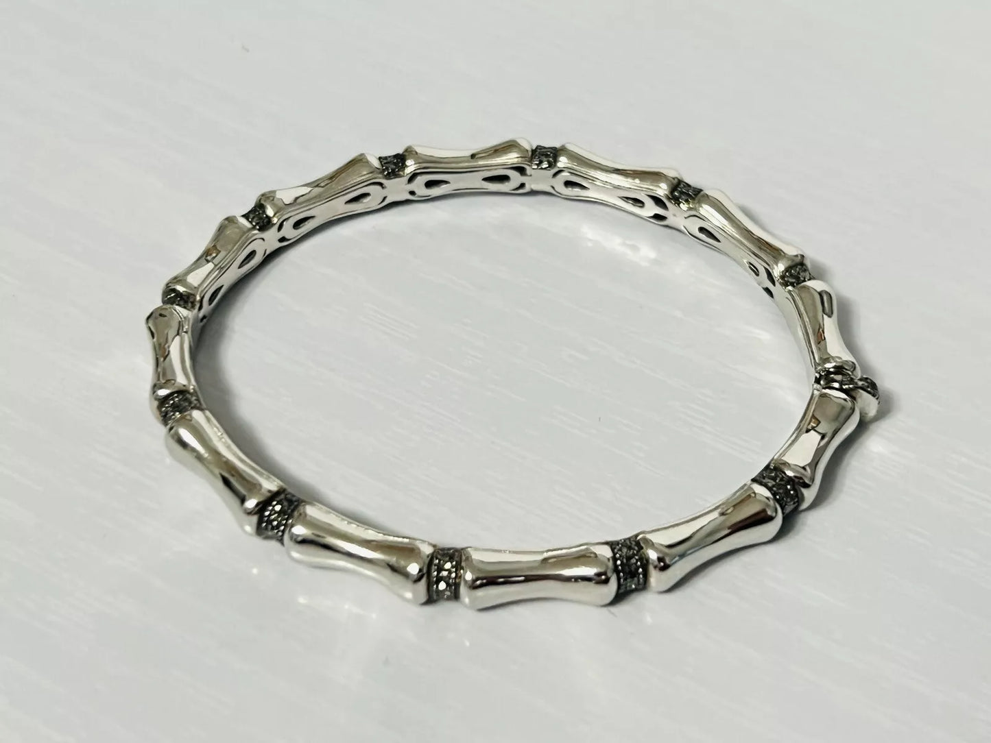 Sterling Silver Bamboo Hinged Bangle Bracelet