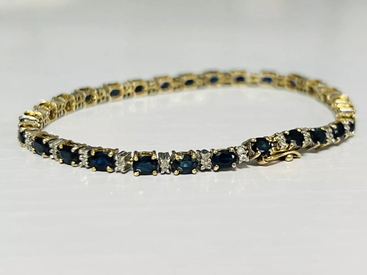 14k Yellow Gold 5 CTW Sapphire & Diamond Tennis Bracelet