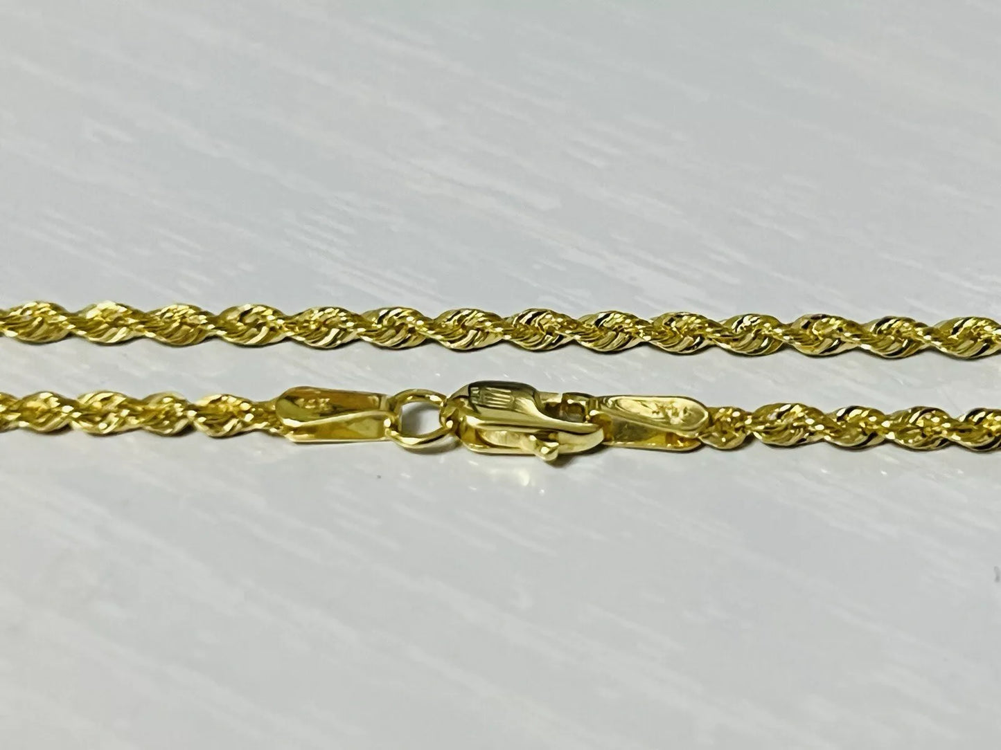 14k Yellow Gold 1.9mm Rope Chain Necklace 22 Inches