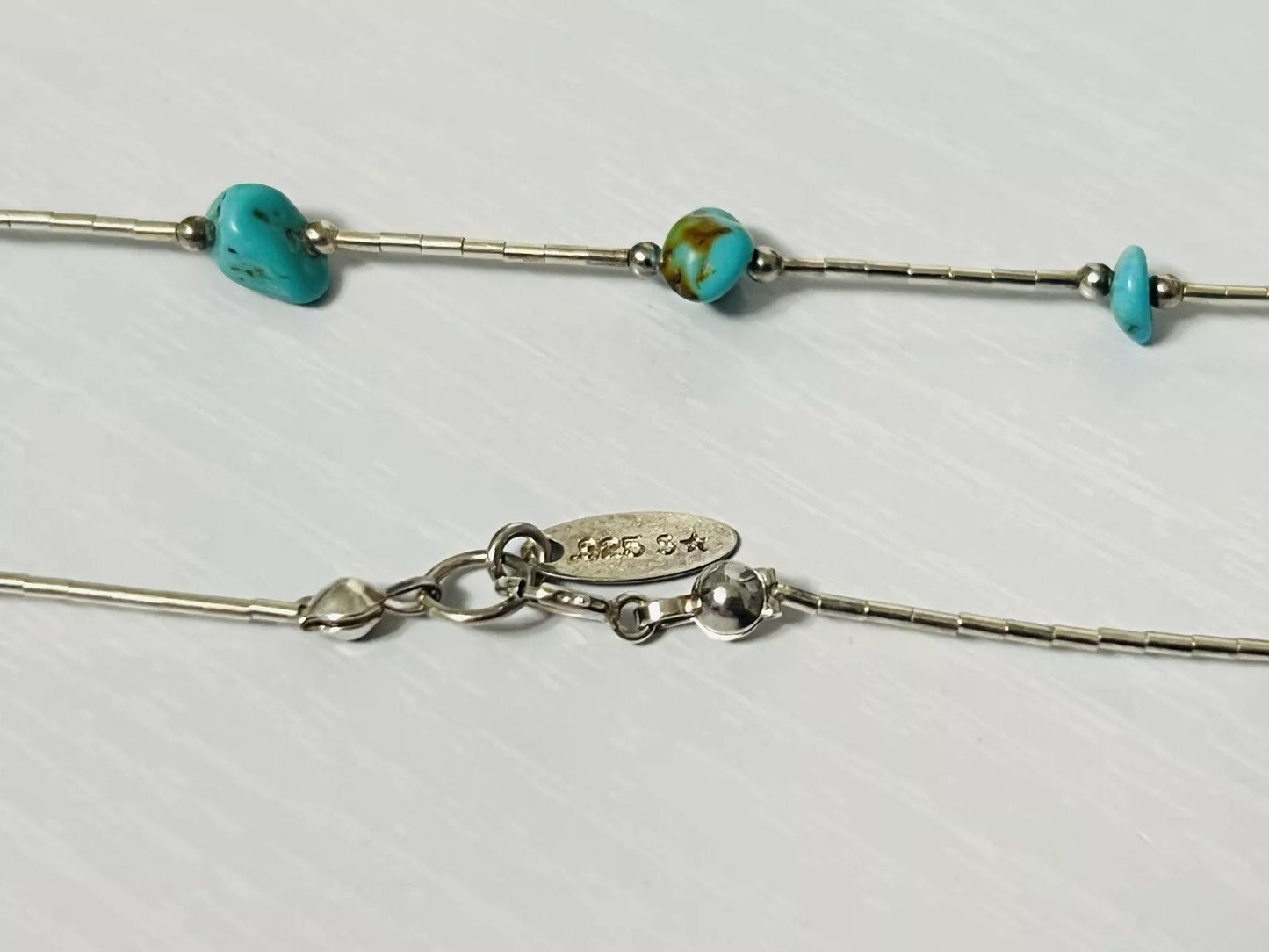 Sterling Silver Turquoise Station Necklace 18 Inches