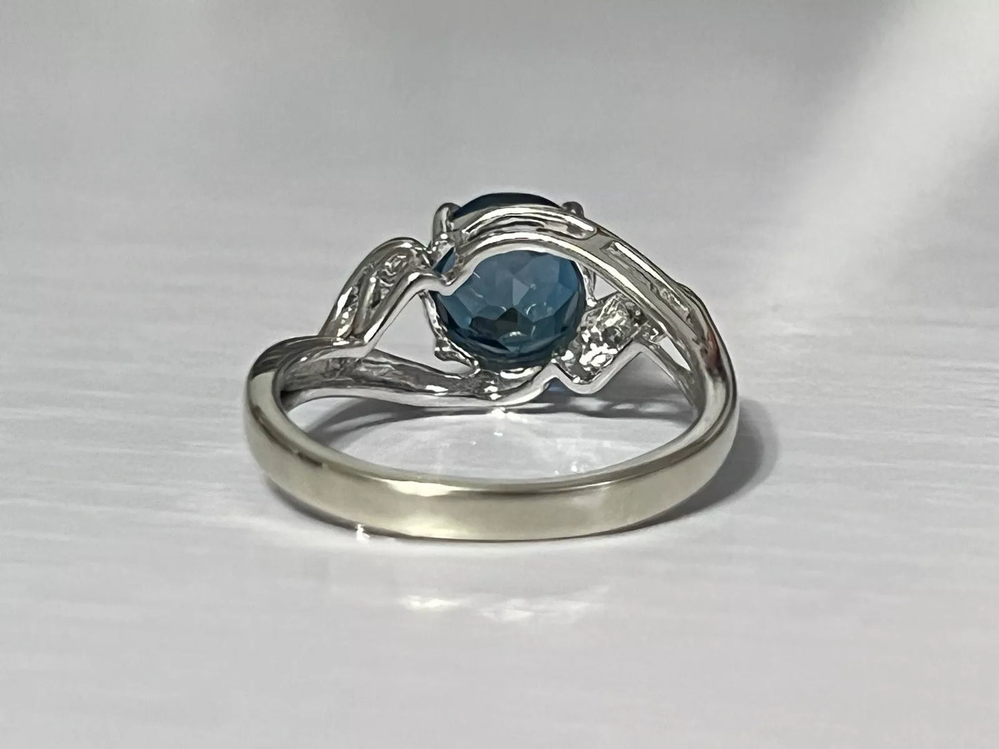 10k White Gold Natural Blue Spinel and Diamond Engagement Ring