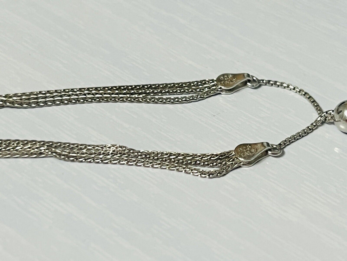 Sterling Silver 3 Strand Wheat Link Lariat Bracelet