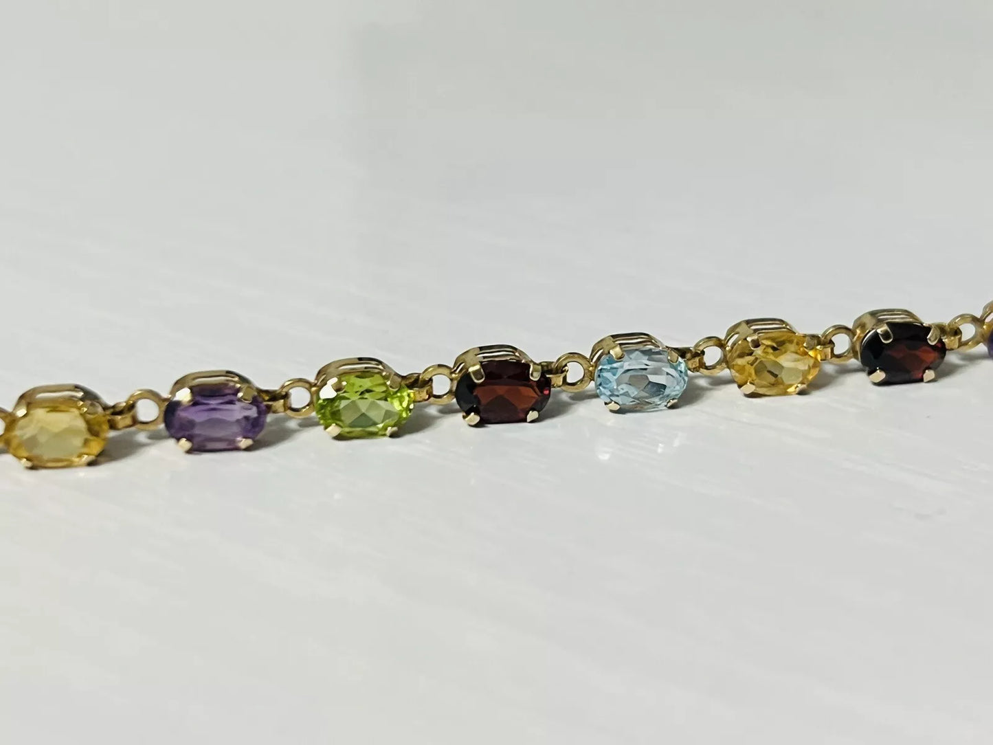 10k Yellow Gold 8 CTW Rainbow Gemstone Tennis Bracelet