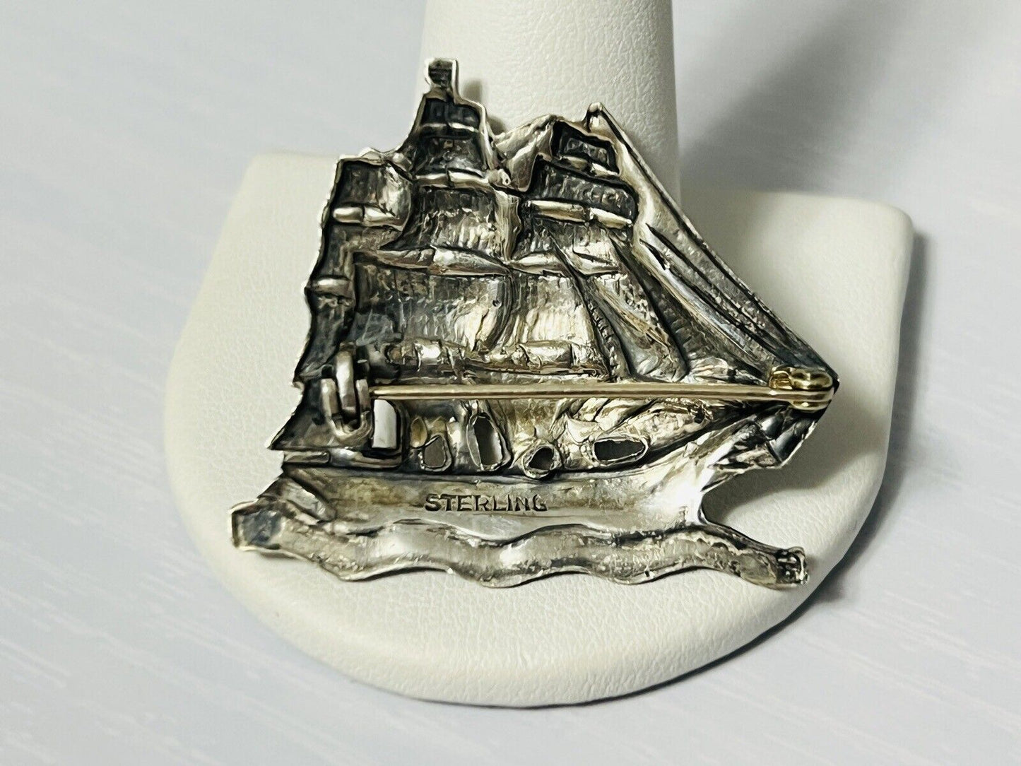 Vintage Sterling Silver Sailboat Brooch