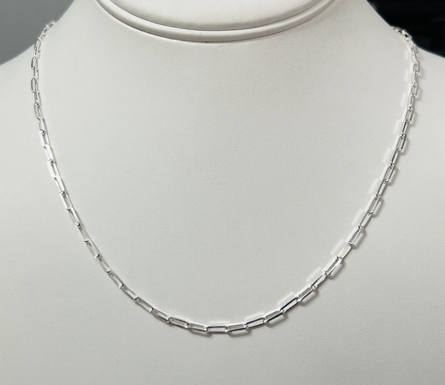 Sterling Silver 2.5mm Paperclip Link Chain Necklace 18 Inches