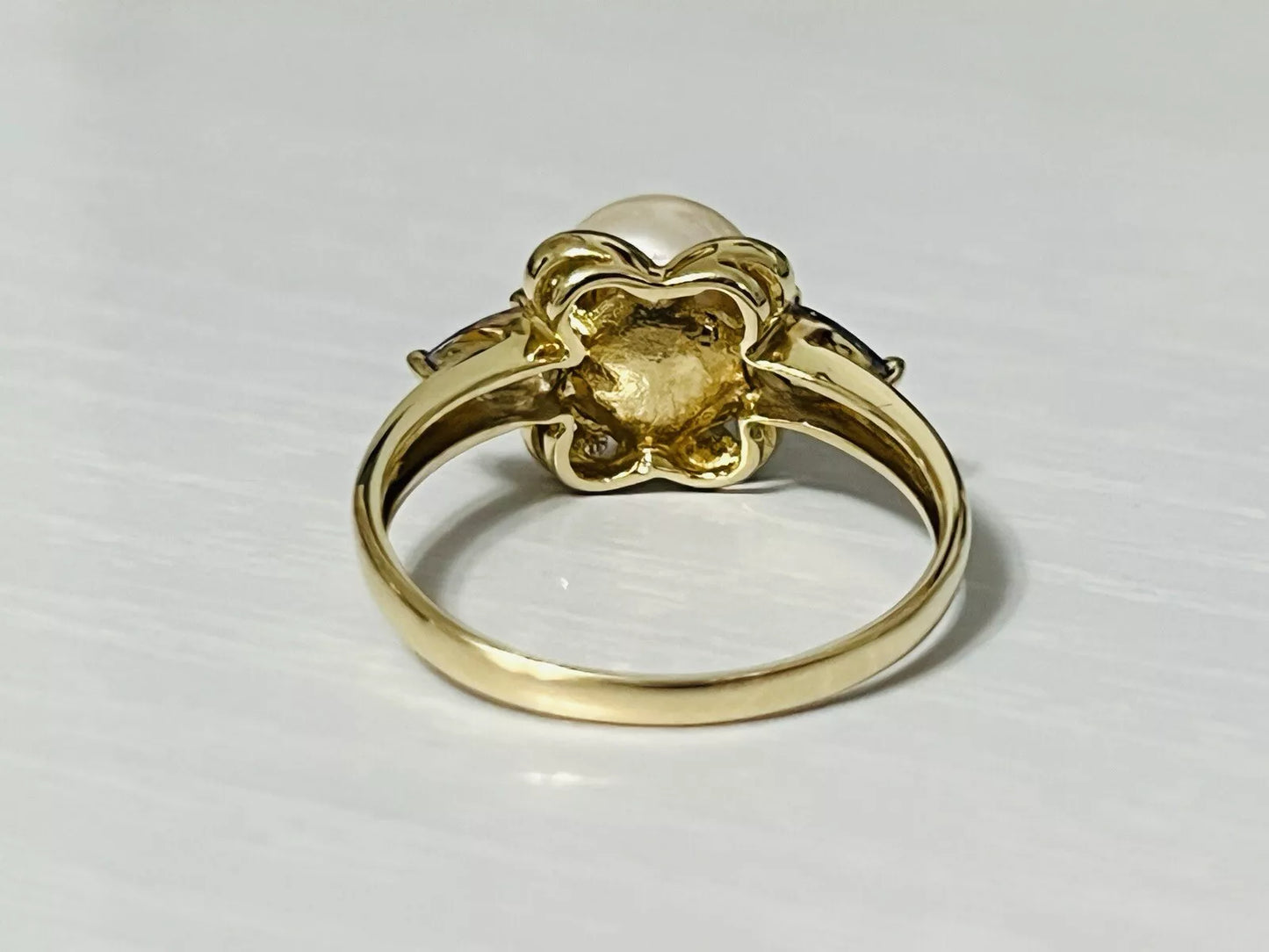 14k Yellow Gold Pearl & Tanzanite Flower Ring