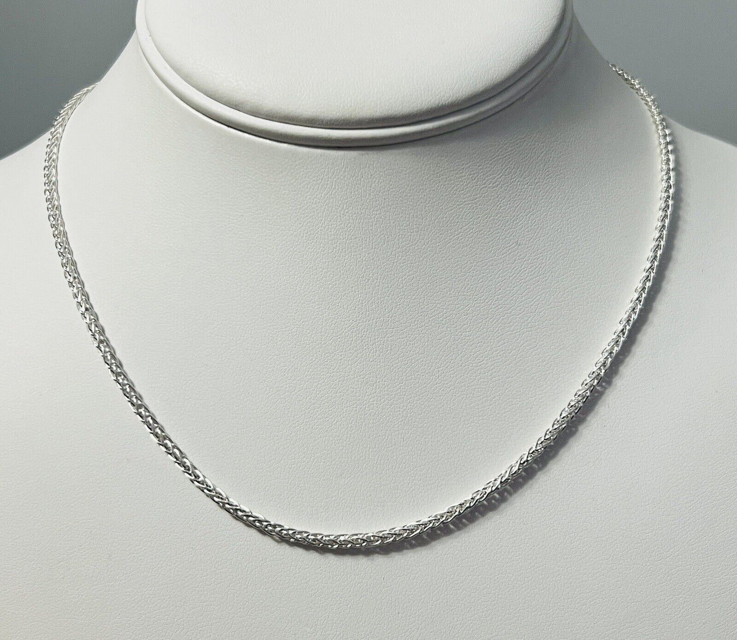 Sterling Silver 2.5mm Wheat Spiga Chain Necklace