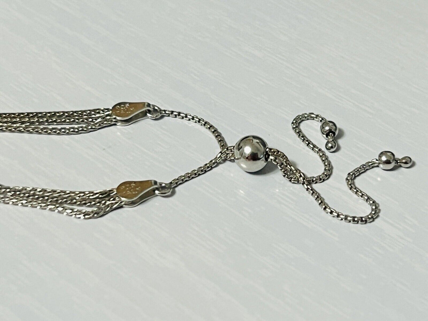 Sterling Silver 3 Strand Wheat Link Lariat Bracelet