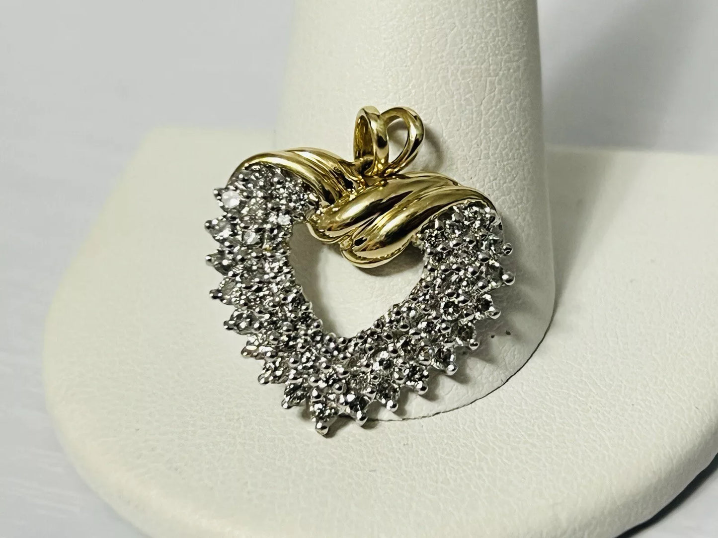 10k Yellow Gold .75 CTW Diamond Heart Pendant