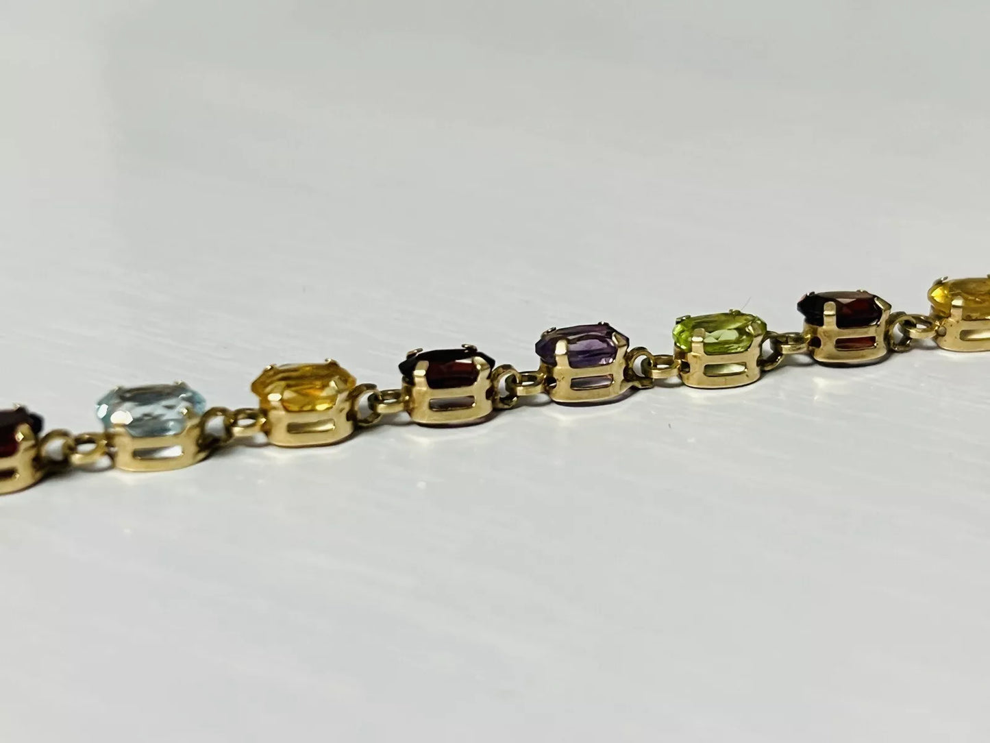 10k Yellow Gold 8 CTW Rainbow Gemstone Tennis Bracelet