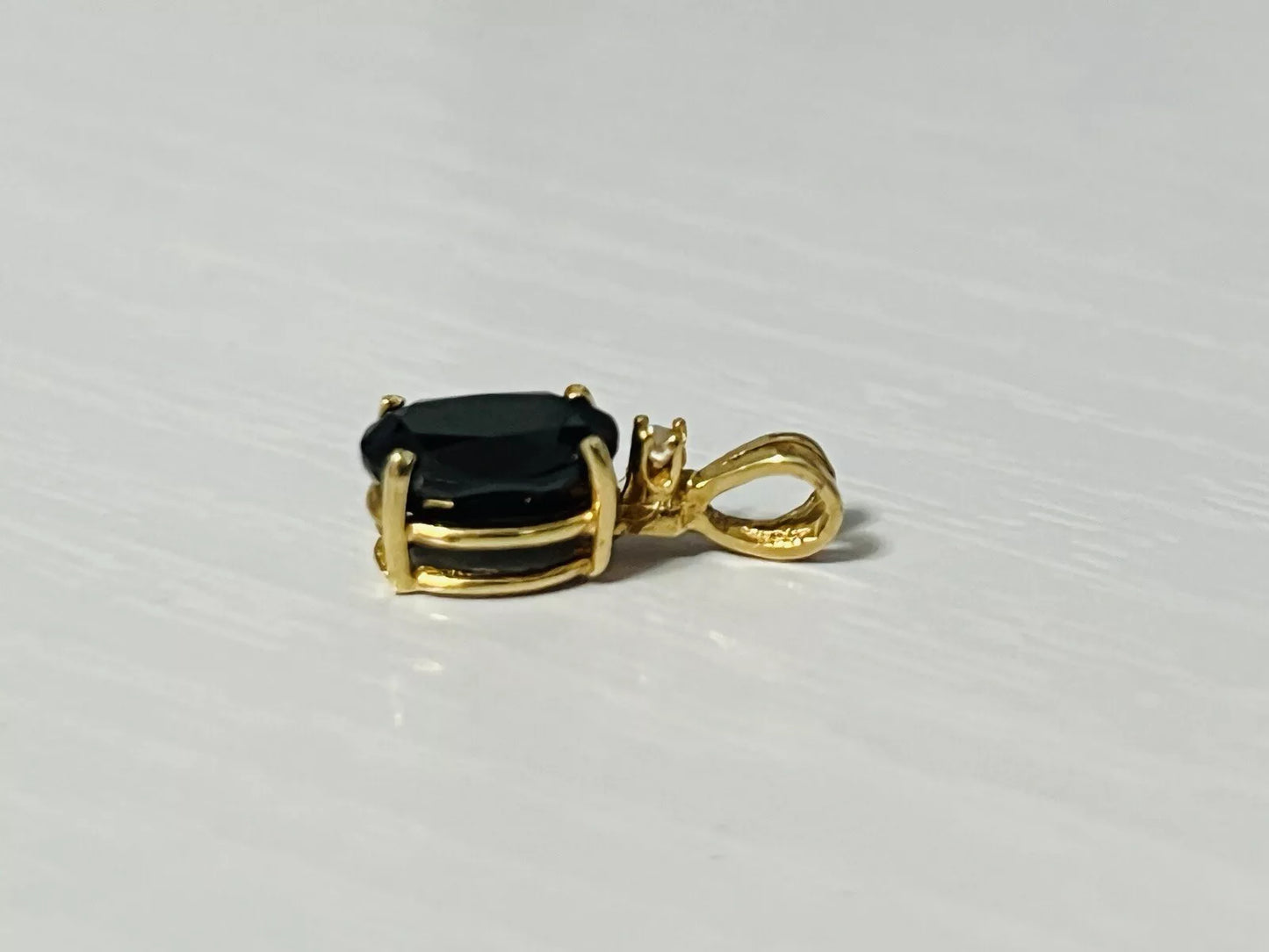 14k Yellow Gold 1.11 CTW Midnight Sapphire Necklace Pendant