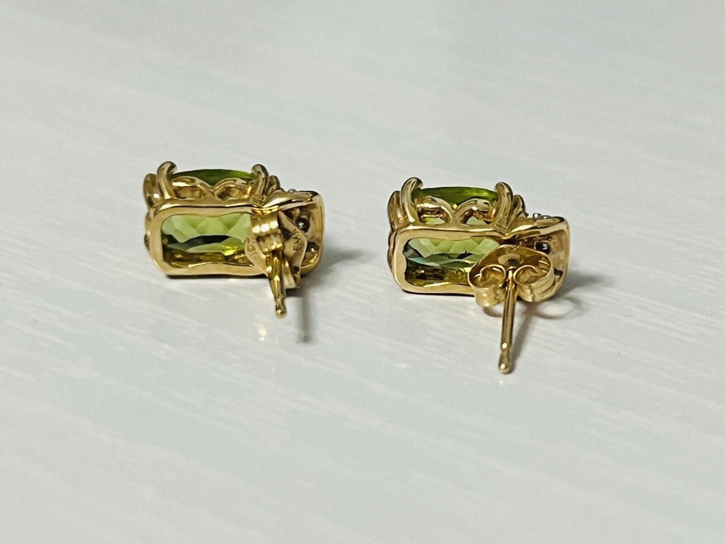 10k Yellow Gold 2.81 CTTW Peridot & Diamond Stud Earrings