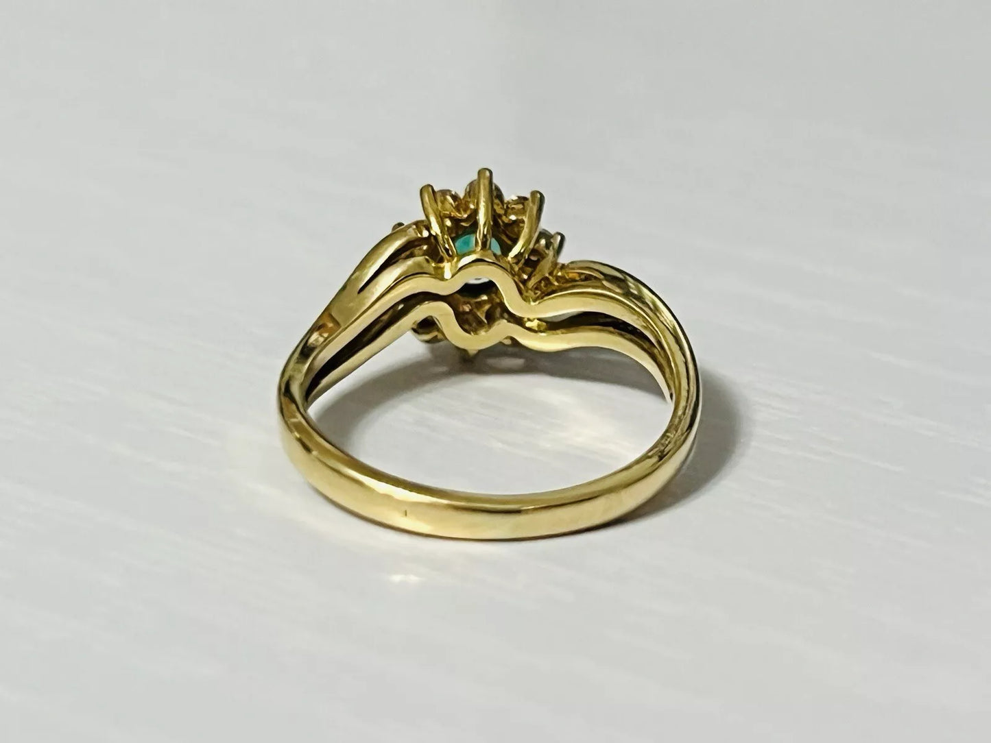 18k Yellow Gold .30 CTW Emerald & Diamond Halo Ring