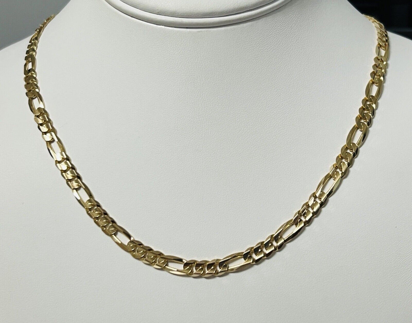 10K Yellow Gold Heavy 5.5mm Figaro Link Chain Necklace 22 Inches