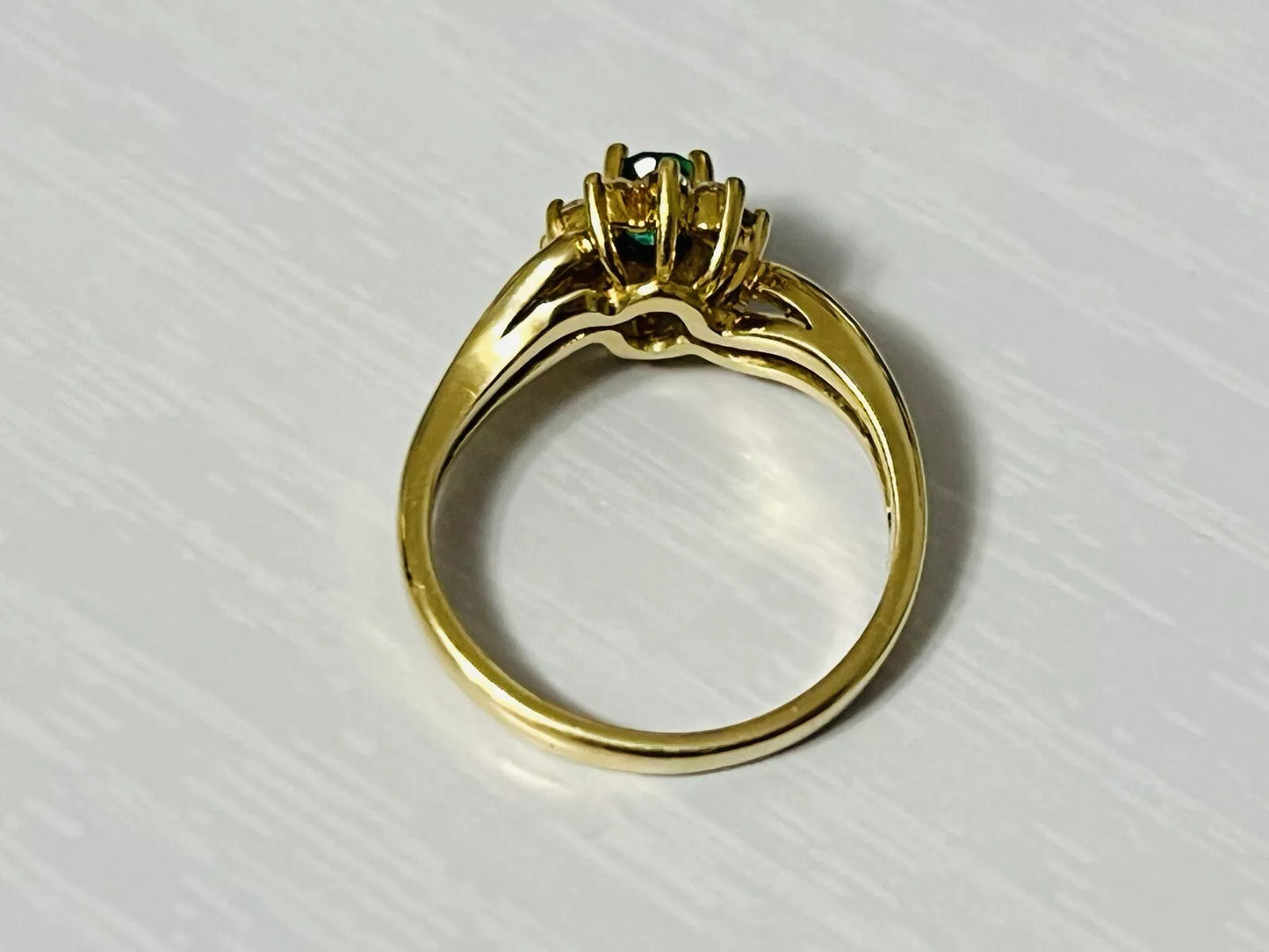 18k Yellow Gold .30 CTW Emerald & Diamond Halo Ring